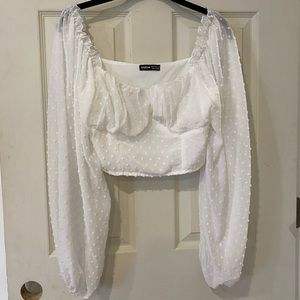 SHEIN white crop blouse